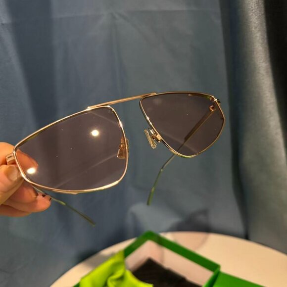 Bottega Veneta BV1466S 005 Aviator Sunglasses Gold Metal Frame 59-19-140 XL main image 7